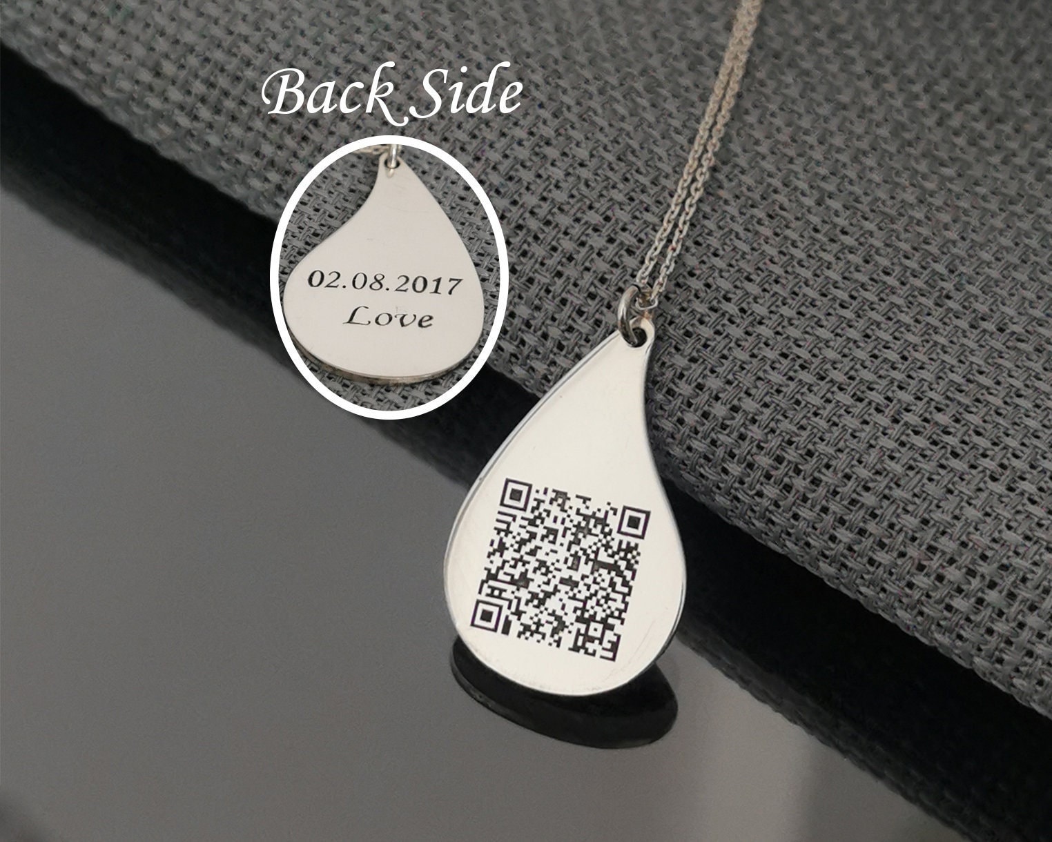 Custom QR Code name text contact info photo kids Silver Plated Necklace |  Zazzle