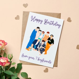 Fan de K-Pop d'anniversaire, carte faite main avec vos idoles K-Pop préférées, carte d'amant de K-Pop, amateur de BTS, carte d'anniversaire Kpop, Kdrama, cadeaux K-Drama