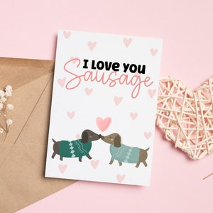 Grußkarte für Dackel-Liebhaber, ich liebe dich lustige Karte, Dackel lustige Karte für ihn oder sie, Hundemama-Karte, ich liebe dich Hund Valentine