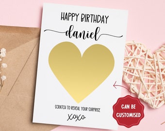 Tarjeta rasca y gana sorpresa para él o ella, regalo sorpresa navideña, tarjeta de mensaje secreto, tarjeta rasca y gana corazón dorado, tarjeta rasca y gana de Navidad, regalo