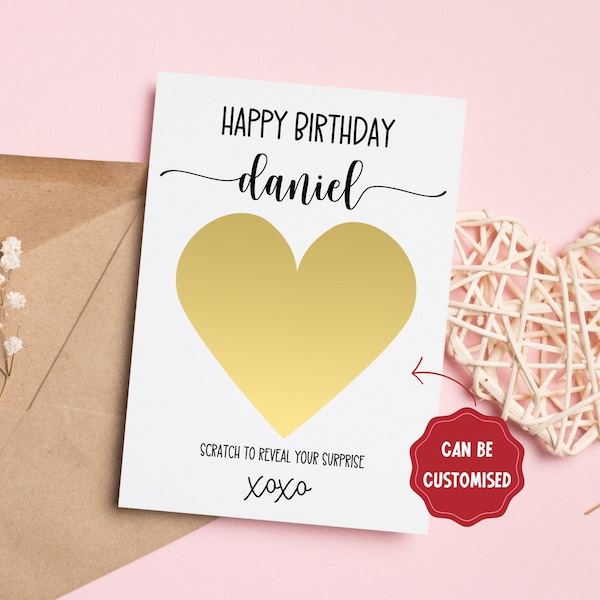 Tarjeta rasca y gana sorpresa para él o ella, regalo sorpresa navideña, tarjeta de mensaje secreto, tarjeta rasca y gana corazón dorado, tarjeta rasca y gana de Navidad, regalo