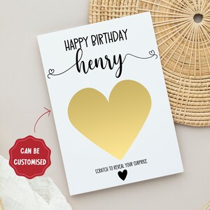 Carte à gratter surprise pour lui ou elle, cadeau surprise des fêtes, carte à message secret, carte à gratter coeur or, carte à gratter de Noël, cadeau