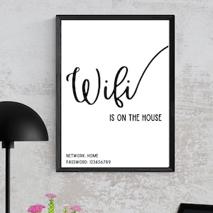 WiFi Sign Personalised print | QR code | QR scanner print | House| Hotel| Airbnb| Wall art| Wall prints| business| free WiFi sign