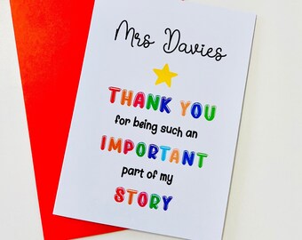 Personalised Teacher Gift From Students, Keepsake for Teacher, End Of Year Card for School Teacher, Thoughtful Card For Teacher, Class Gifts