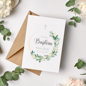 Tarjeta de Bautismo Personalizada, Bautismo Infantil, Versículo Bíblico, Escrituras, Dedicatoria, Recuerdo de Bautismo, Bautizo Infantil