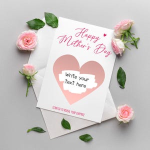 Carte à gratter personnalisée fête des mères surprise, carte à gratter pour révéler la fête des mères, cadeau maman, carte à gratter maman, fête des mamans Je t'aime