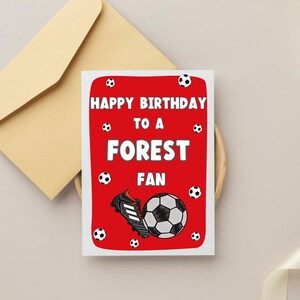 Carte de fan de la forêt de Nottingham, anniversaire de fan de la forêt, carte avec équipe préférée, carte de football, carte d'anniversaire de la forêt de Nottingham, cadeaux de fan de la forêt