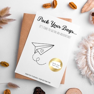 Cadeau surprise pour maman ou papa, cadeau surprise pour des vacances, nous allons découvrir une destination de vacances à gratter, cadeau de vacances à l'étranger pour lui