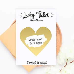 Billet porte-bonheur à révéler, révélation surprise, cadeau surprise pour lui, cadeau surprise pour papa ou maman