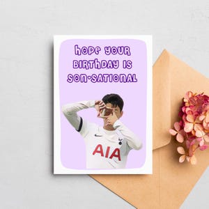 Aniversário Spurs Fan, Cartão feito à mão com seus K-Idols favoritos, Cartão de futebol, amante de Son Heung-min, Cartão de aniversário do Tottenham, Presentes para fãs do Spurs
