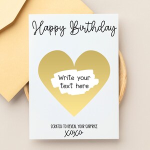 Carte à gratter surprise pour lui ou elle, bon d'achat personnalisé, cadeau pour enfants et adultes, bon d'achat personnalisé, message secret caché