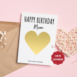 Carte à gratter surprise pour lui ou elle, cadeau surprise du père Noël, carte à message secret, carte à gratter coeur or, carte à gratter de Noël, cadeau