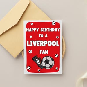 Carte de fan de Liverpool, anniversaire de fan de Liverpool, carte d'équipe préférée, carte de football, amoureux de Liverpool, carte d'anniversaire de Liverpool, cadeau de fan de Liverpool