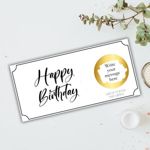 Carte-cadeau personnalisée pour toutes les occasions, chèque-cadeau, carte à gratter surprise d'anniversaire, gratter et révéler une surprise d'anniversaire personnalisée