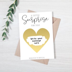 Gratter et révéler la surprise, carte cadeau surprise à gratter, carte-cadeau personnalisée, bon d'achat amour, cadeau pour vous