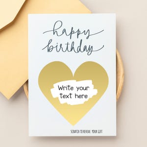 Cadeau pour enfants et adultes, bon personnalisé, carte à gratter surprise pour lui ou elle, bon d'achat, message secret caché