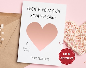 Create Your Own Surprise Scratch Card for Him or Her, Santa Surprise Present, Gold Heart Scratch Card, Christmas Scratch Card, Surprise Gift