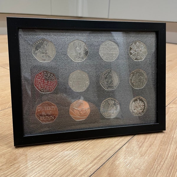 50p Coin Display X 12 Frame Your Rare Collectable Coins Wall Or Table Top
