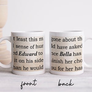 Twilight Mug Bella and Edward Mug Twilight gifts Twilight book page antique book famous couples fairytale mug Vampire mug Horror gothic book