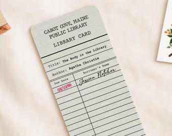 Murder she wrote bookmark, Cabot Cove Library card, 80s TV show, Jessica Fletcher bookmark, Lady cop gift, Detective, Nostalgic 80s