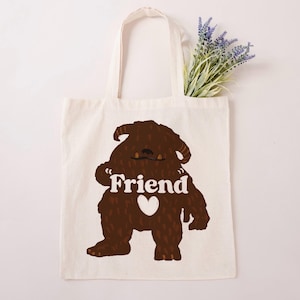 Labyrinth movie Ludo Friend Tote bag 1980s movies bag 80s gift Goblin king David Bowie book bag vintage cotton tote movie buff gift