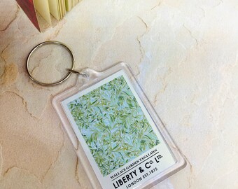 Liberty London Floral Keyring: William Morris Art Fabric Keychain