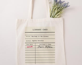 Murder she wrote library card tote, Cabot Cove bookish card bag, 80s TV show, Jessica Fletcher bag, Lady cop gift, Detective, Nostalgic 80s