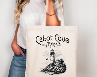 Murder she wrote tote, Cabot Cove 80s TV show gift, Jessica Fletcher bag, Lady cop, Detective Series 1980, Nostalgic, lighthouse tote bag