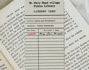 Miss Marple Vintage public Library card, Agatha Christie Mystery TV Show, Murder bookmark, Lady cop gift, Detective 80s tv show, Nostalgia
