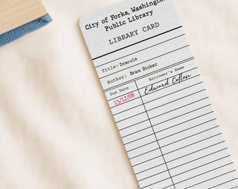 Twilight book Bookmark, Edward Cullen, Bram Stoker, Dracula book, Library card Bookmark, Edward Bella, Bookish horror, vampire, Bella Swan