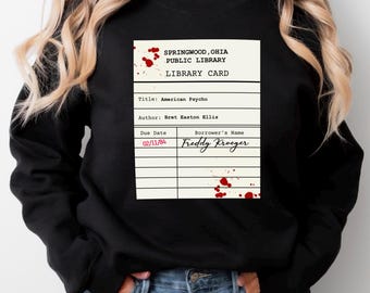 Vintage Freddy krueger library card Sweatshirt Nightmare on Elm Street : Retro Horror Movie Fan Apparel