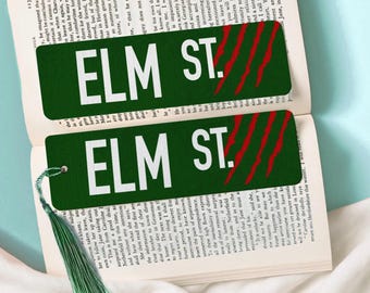 Elm Street sign bookmark, Freddy Krueger Nightmare on Elm Street Horror Bookmark, Horror movie fan gift for movie buff