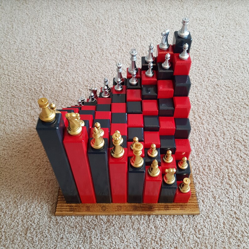 3D Chess Board Wooden Chess Set With or Without Figures Volume Etsy