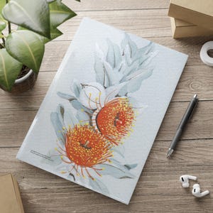 Puffy Hardcover Notebook, Australian Eucalyptus Mottlecah Art, A5, B5, A4, Blank/Dotted/Ruled, Glossy/Matte, 128 Pages, Journal, Unique Gift