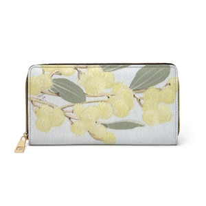 Cartera con cremallera, tarjetero de piel vegana de acacia alpina australiana, monedero