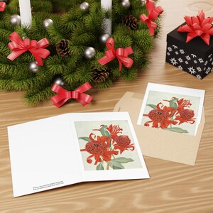 Australische (NSW) wenskaarten met Waratah-floraprint (1 of 10 stuks)