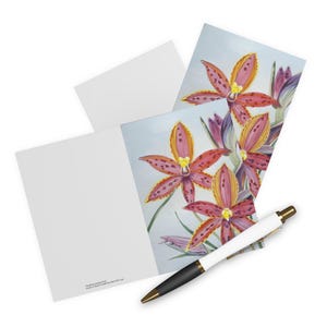 Grandes cartes de voeux sans bordure à imprimé reine de Saba, orchidées australiennes et flore (paquet de 5)