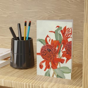 Australian (NSW) Waratah Borderless Flora Print Greeting Cards (1 or 10-pcs)