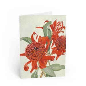 Australian (NSW) Waratah Flora Print Greeting Card