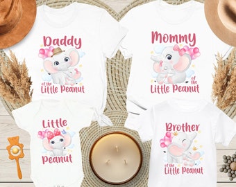 Personalized Little Peanut Shirt, Baby Shower Shirt, Baby Birthday T-Shirt, New Mom & Dad Shirt, Newborn Party Tee, Elephant Theme Bday Tee
