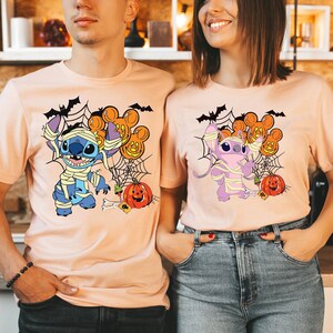 Disney Stitch an Angel Halloween Shirt, Stitch Angel Couple T-Shirt, Disney Trick or Treat Matching Shirt, Disneyland Spooky Season Shirt