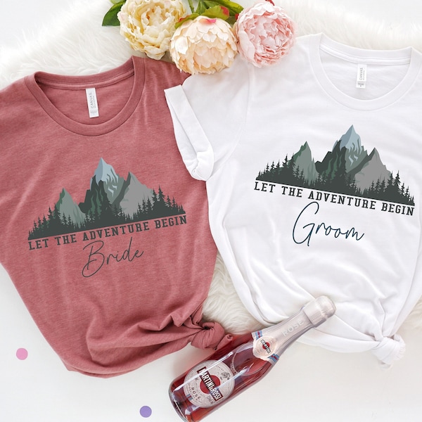 Let The Adventure Begin Bride Shirt, Bride Shirt, Camper Shirt, Gift For Travel Lover, Bride Gift, Adventure Shirt, Vacation Shirt