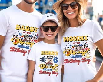 Camiseta a juego de crucero familiar de Disney, camiseta personalizada de crucero familiar de Disney para niño de cumpleaños de 2026, camiseta de vacaciones en crucero de Disney Mickey y sus amigos