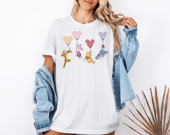 Winnie The Pooh and Friends Mickey Balloon Shirt, Vintage Pooh Bear Sweatshirt, Disney Family Trip Shirt, Disneyworld Shirt, The Pooh Shirt
