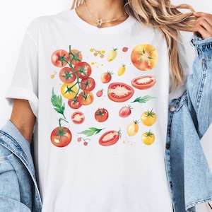 Vintage Tomato Shirt, Garden Vegetables Gift Shirt, Fruit Shirt, Botanic Veggie Sweatshirt, Farmer&#39;s Market Matching Tee, Cherry Tomato Tee