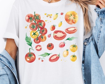 Vintage Tomato Shirt, Garden Vegetables Gift Shirt, Fruit Shirt, Botanic Veggie Sweatshirt, Farmer's Market Matching Tee, Cherry Tomato Tee