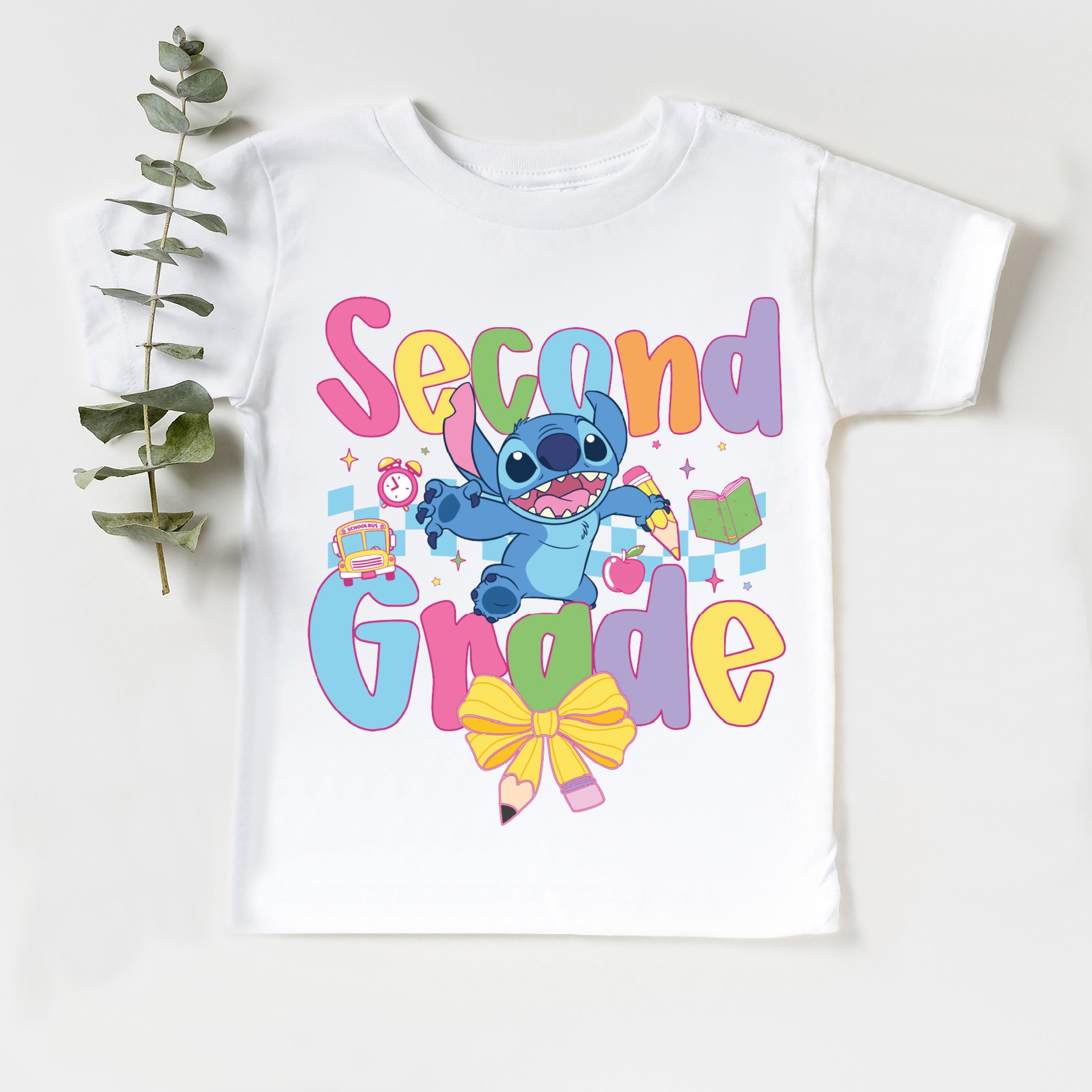 Disney Stitch Second Grade Shirt, 2nd Grade Pencil Coquette T-Shirt, Stitch Elementary School Group Sweat, Wdw First Day Of School Gift Tee
