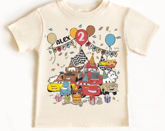 Camiseta de cumpleaños de Disney Cars para niño: camiseta de fiesta de cumpleaños de McQueen. Regalo de segundo cumpleaños de Lightning, sudadera para niños con nombre personalizado de Disneyland