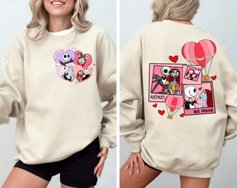Maglietta coordinata Jack e Sally di San Valentino, maglietta Nightmare Before Valentine's Day, maglietta Disney Be Mine, felpa Disneyland Honeymoon