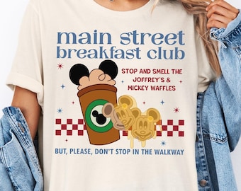 Disney Main Street Breakfast Club Shirt, Disneyland Trip Mickey Snacks Matching T-Shirt, Mickey Waffles Gift Shirt, Wdw Family Vacation Tee